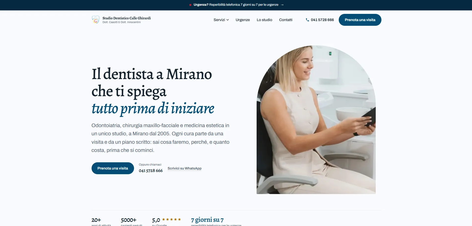 Studio Calle Ghirardi — dental practice website, designed and built end-to-end